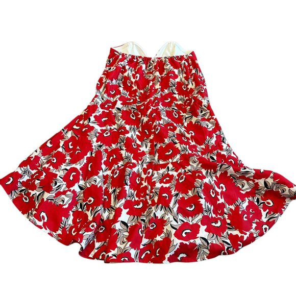 Grace Willow Floral Print Strapless Dress Mini Date Night Flowy Red White Sz 4 - Picture 8 of 13